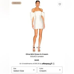 NWT- SOLACE LONDON ELINA MINI DRESS-CREAM/WHITE (US6/UK10)- WEDDING, BACHLORETTE